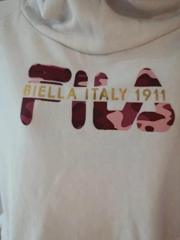 FILA Fila Biella Italy 1911 Pink Camo Logo Hoodie Womens Oversized Y2K Athleisure - 1