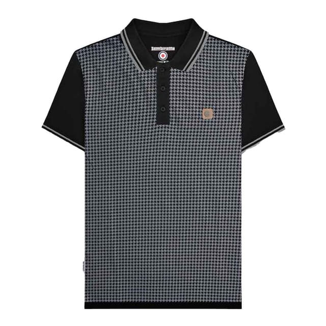 Lambretta Lambretta Men's SS24 Houndstooth Polo Shirt in Black - 2