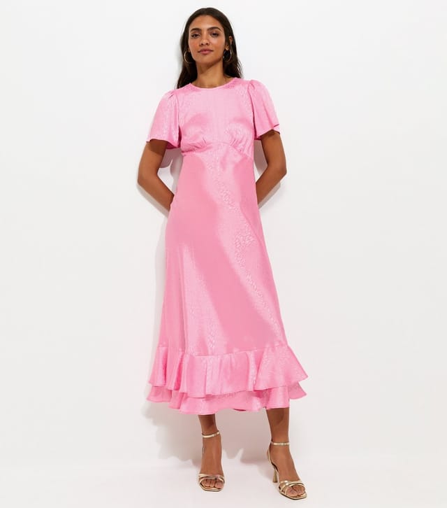 New Look Women's Maternity Pale Pink Satin Ruffled Hem Midi Dress New Look - 3