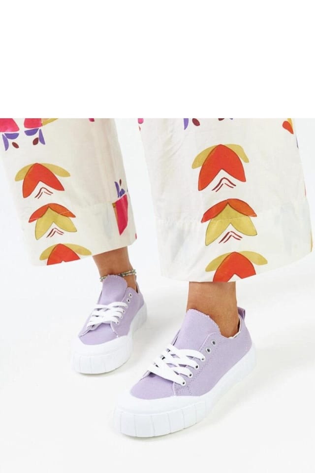 Love Lace Love Lace Women's Violet Fabric Low Top Sneakers Lace Up with White Rubber Sole - 2
