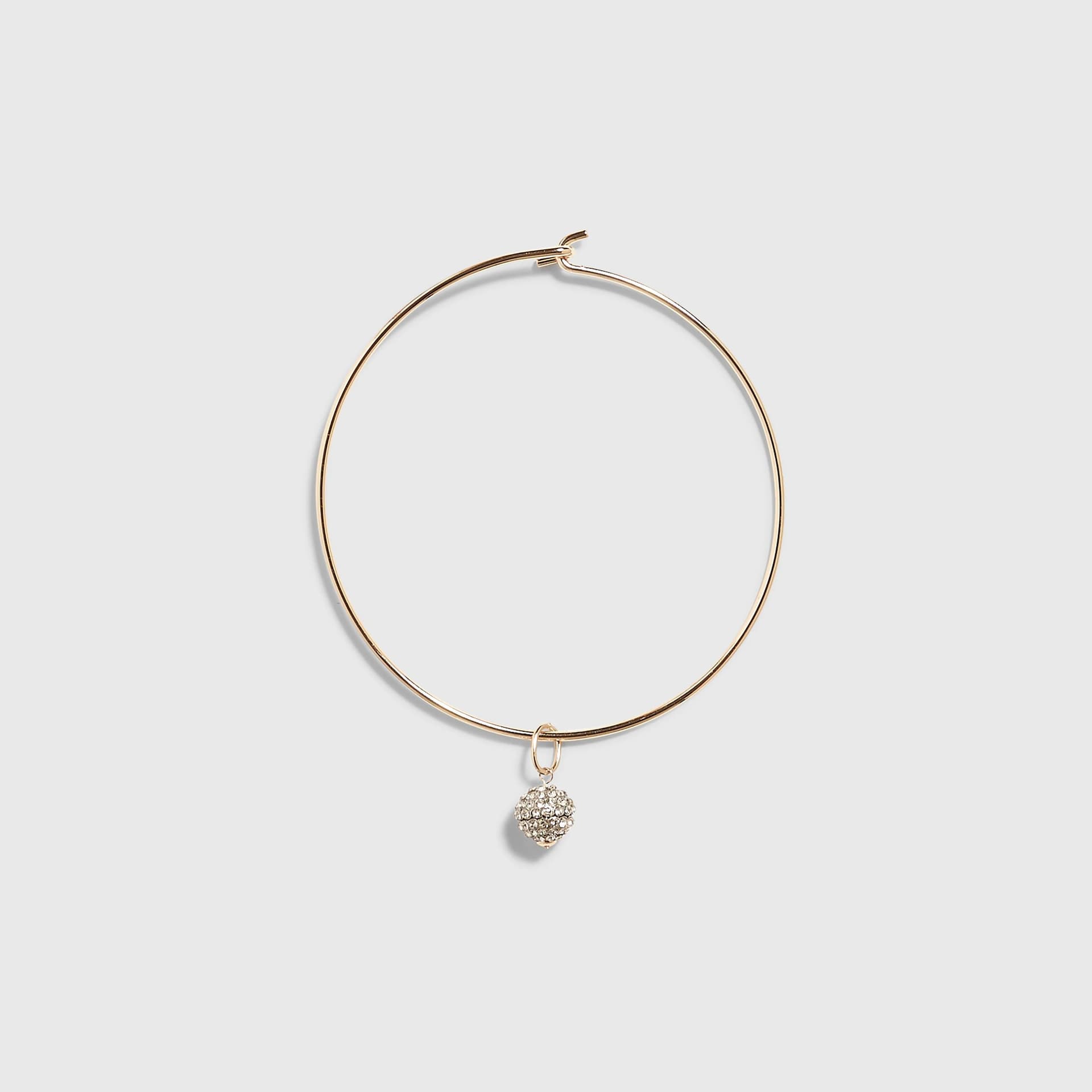 River Island River Island Womens Gold Torque Rhinestone Ball Pendant Necklace