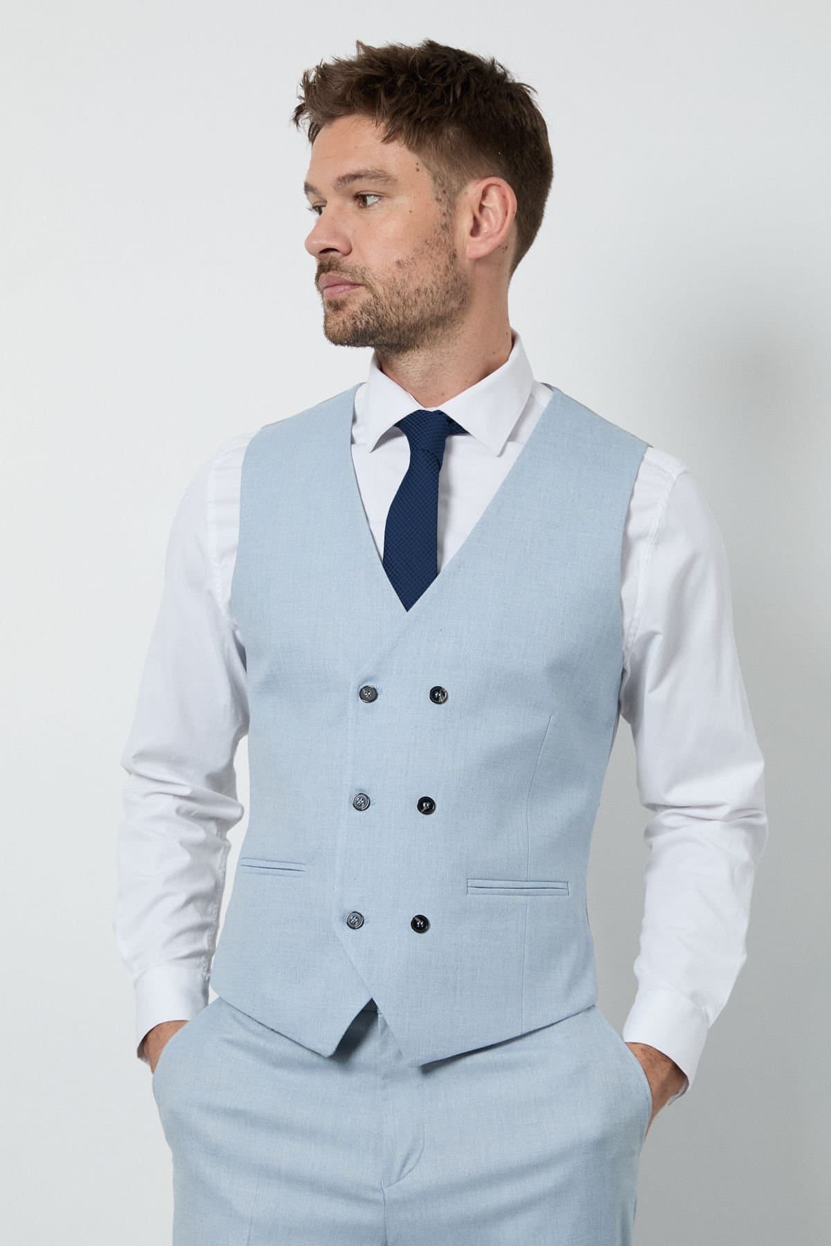 Burton Burton Men's Light Blue Slim Fit Waistcoat