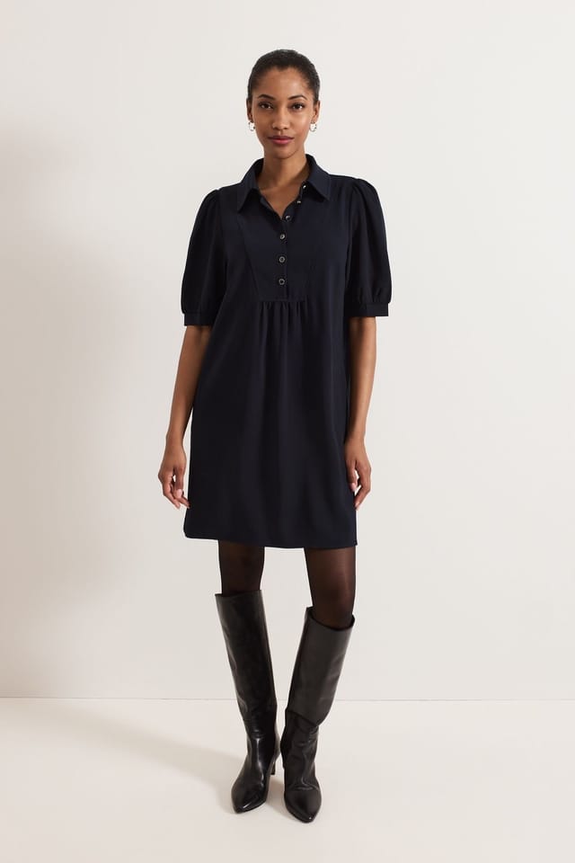 Phase Eight Phase Eight Women's Claudia Button Swing Mini Dress in Dark Navy - 3