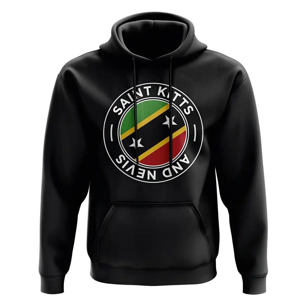 St Kitts and Nevis St Kitts and Nevis Men's Personalised Saint Kitts and Nevis Football Badge Hoodie in Black