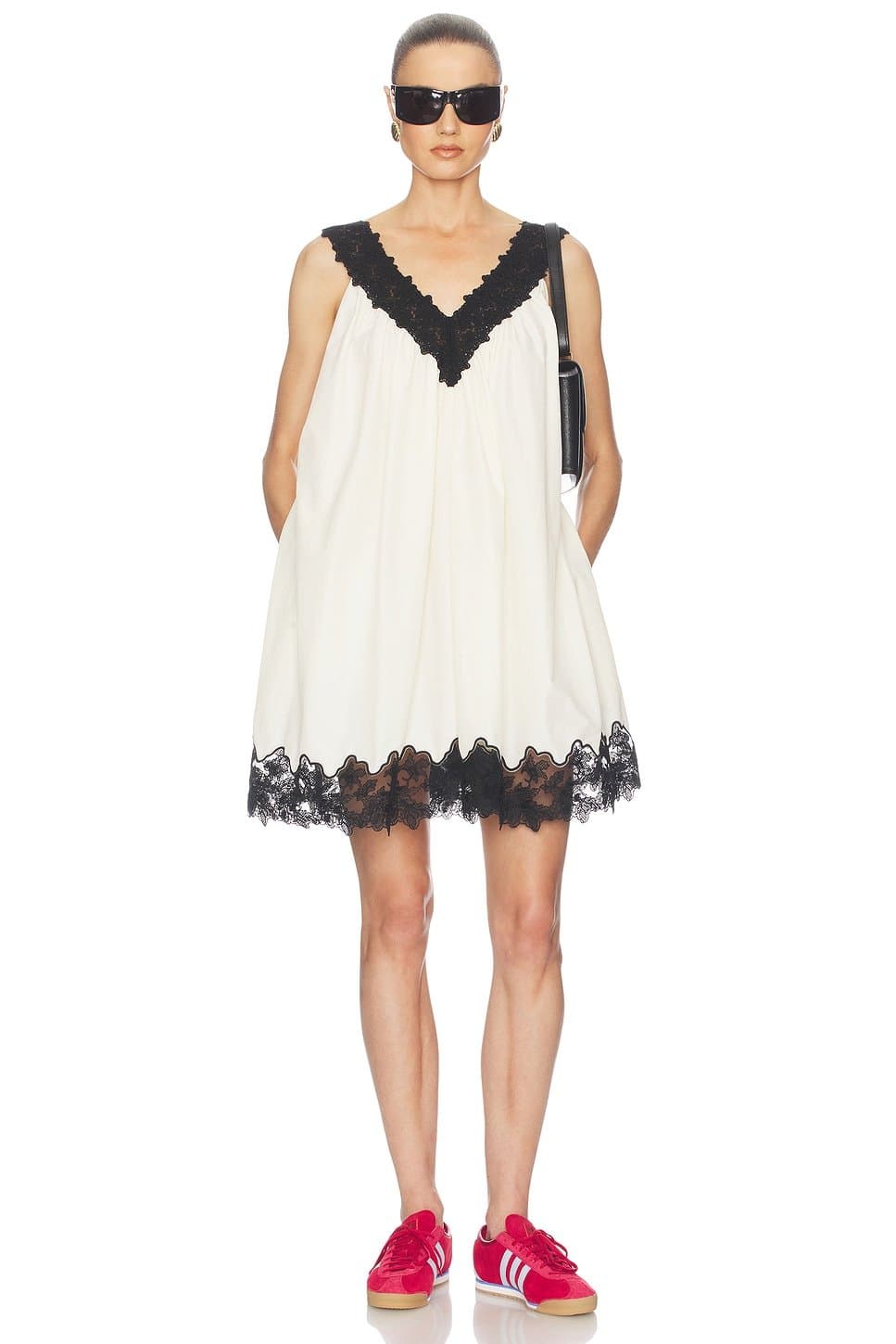 revolve Mini Dress With Lace in Tech Poplin