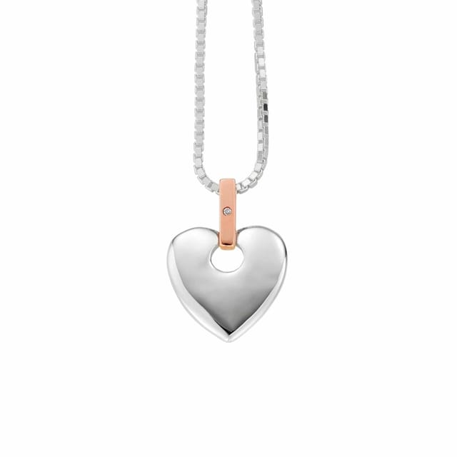 Clogau Clogau Women's Cariad Sterling Silver Big Heart Pendant with Diamond in Metallics - 2