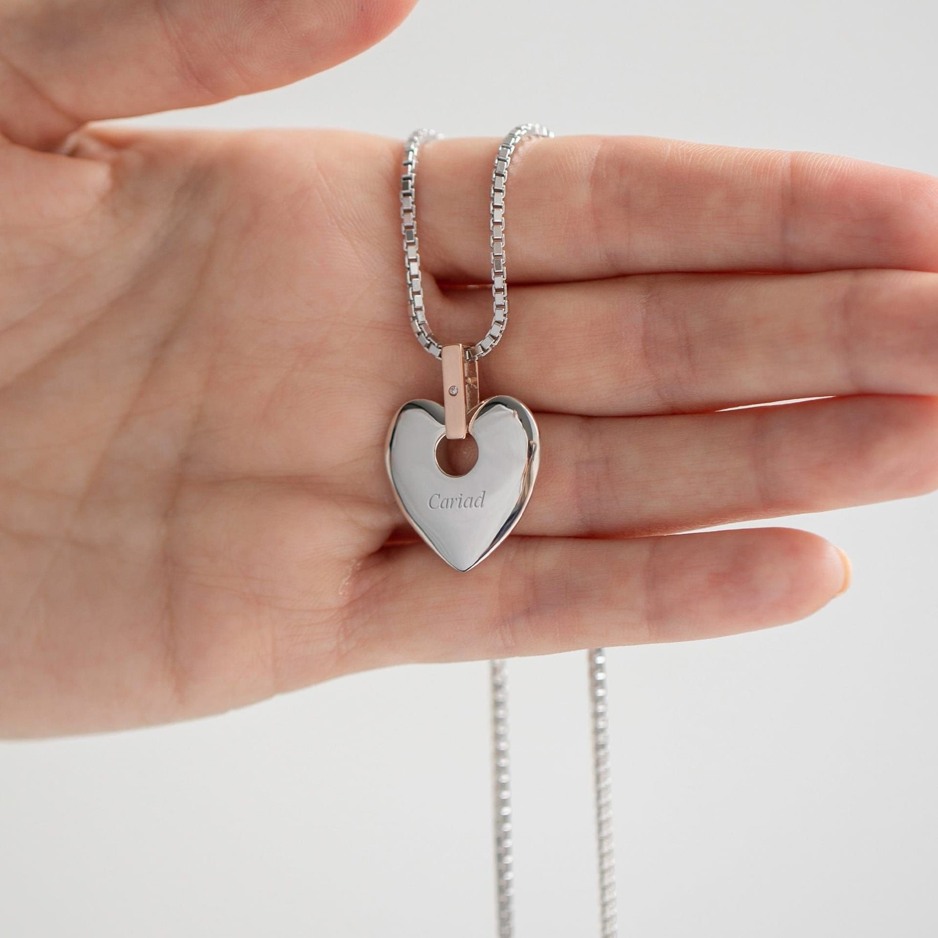 Clogau Clogau Women's Cariad Sterling Silver Big Heart Pendant with Diamond in Metallics - 4