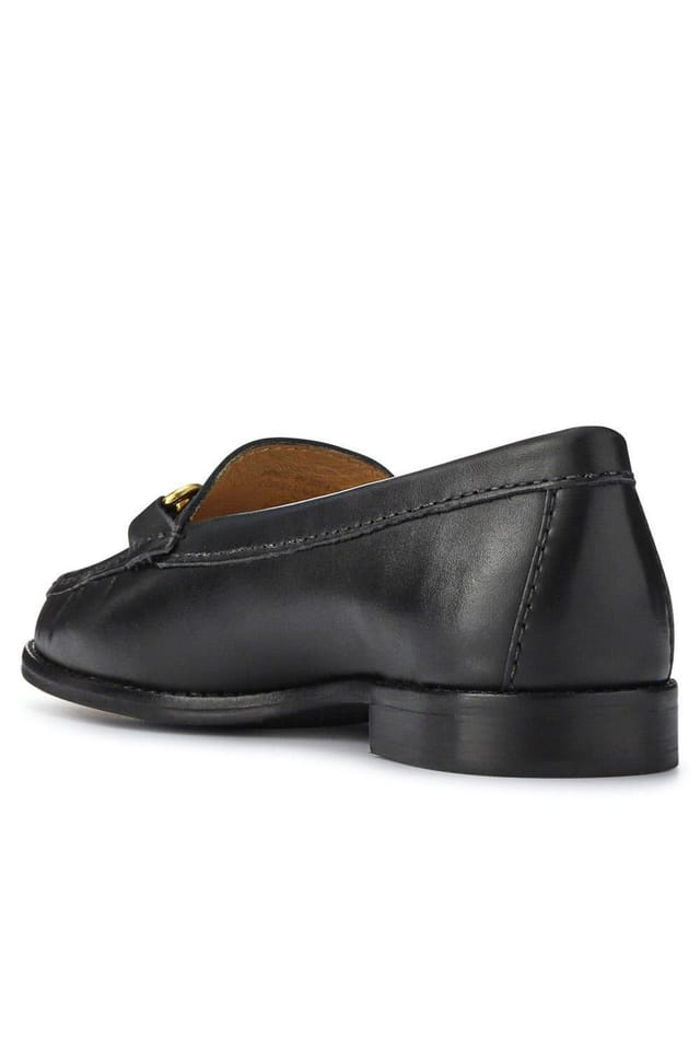 Jones Bootmaker Jones Bootmaker Women's Lorella Leather Heeled Loafers in Black - 3