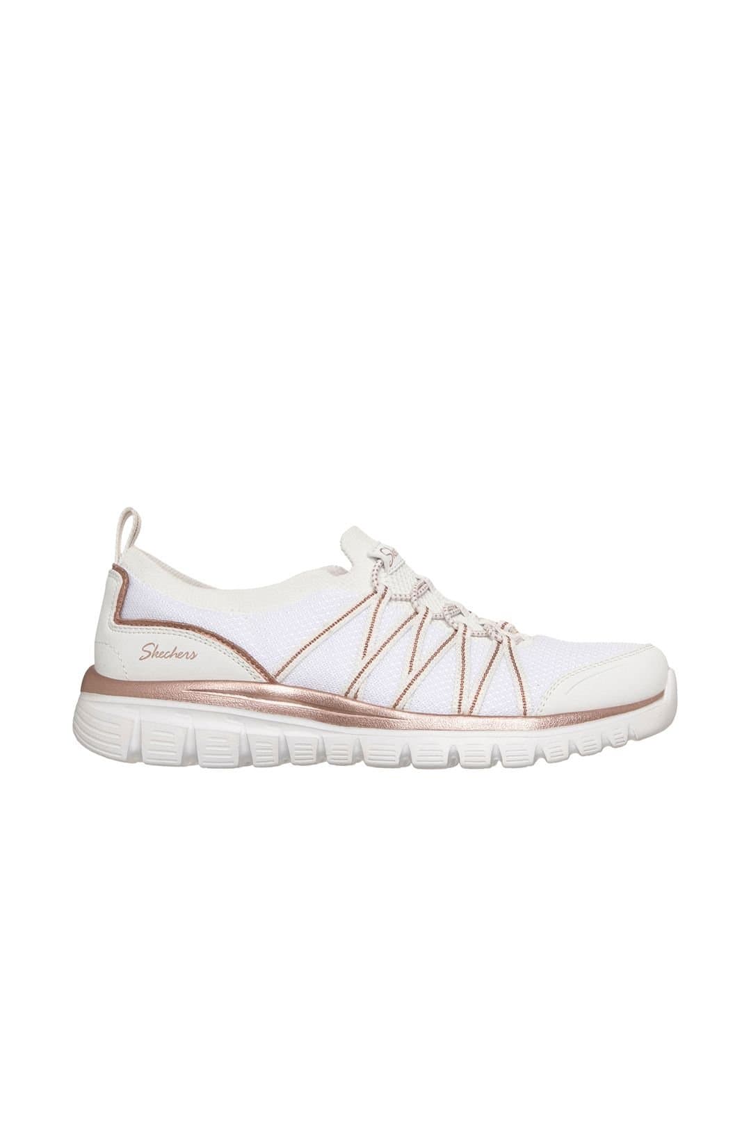 Skechers Skechers Women's Graceful - Metallic Detail Bungee White/ Rose Gold Knit in White