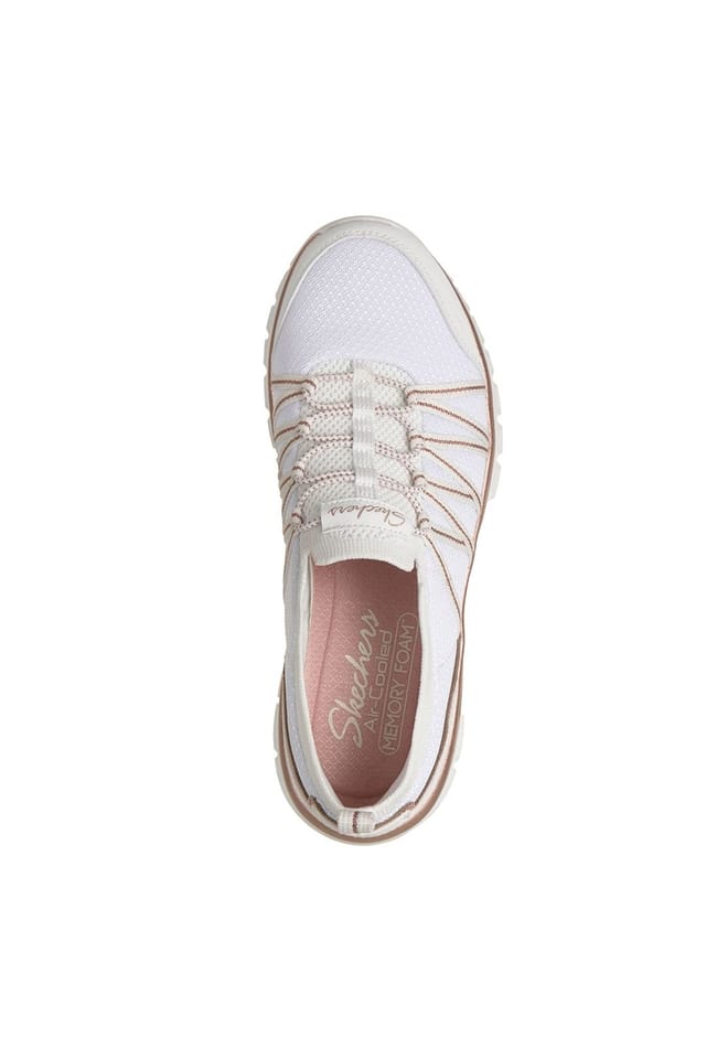 Skechers Skechers Women's Graceful - Metallic Detail Bungee White/ Rose Gold Knit in White - 2