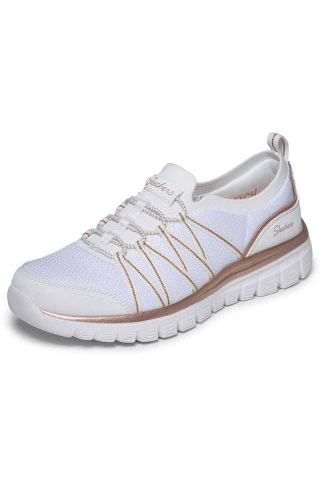 Skechers Skechers Women's Graceful - Metallic Detail Bungee White/ Rose Gold Knit in White - 3