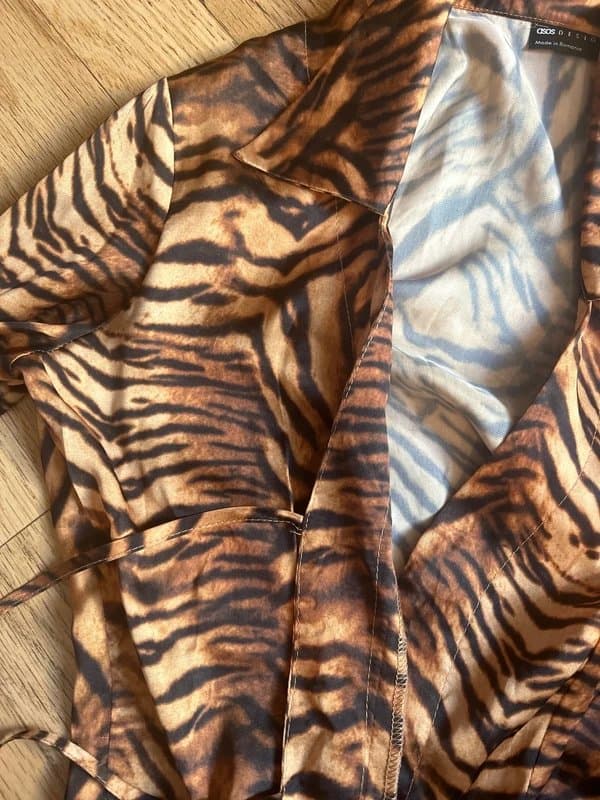 ASOS Silk Zebra Print Tie Up Shirt