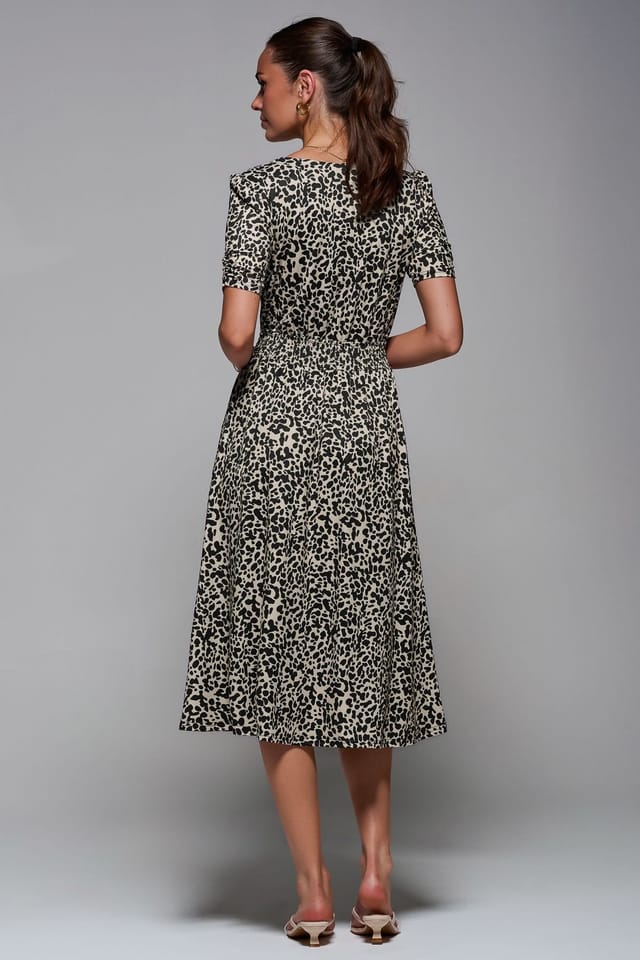 Jolie Moi Jolie Moi Women's Ruched Waist Drawstring Sleeve Midi Dres - 2