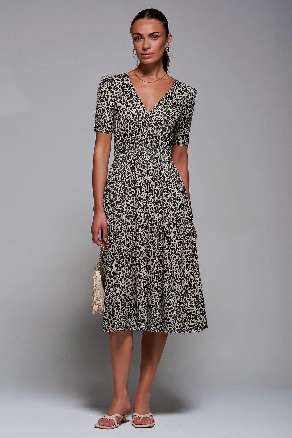 Jolie Moi Jolie Moi Women's Ruched Waist Drawstring Sleeve Midi Dres - 4