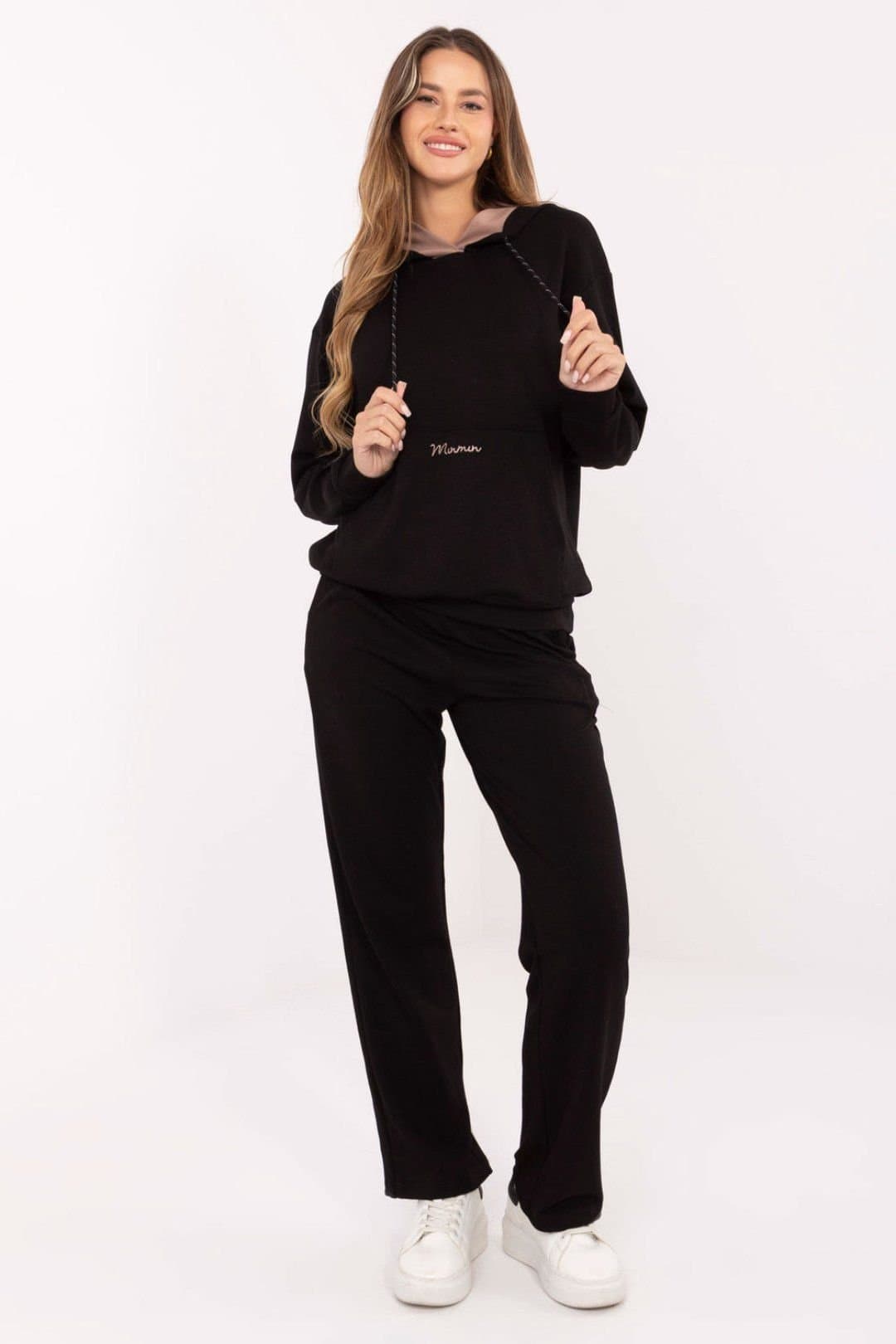 Love Lace Love Lace Women's Buttery Soft Hoodie & Straight Pants Set in Black