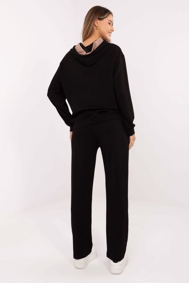 Love Lace Love Lace Women's Buttery Soft Hoodie & Straight Pants Set in Black - 3
