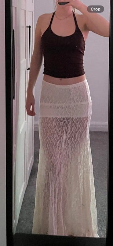 Bershka Cream Lace Maxi Skirt