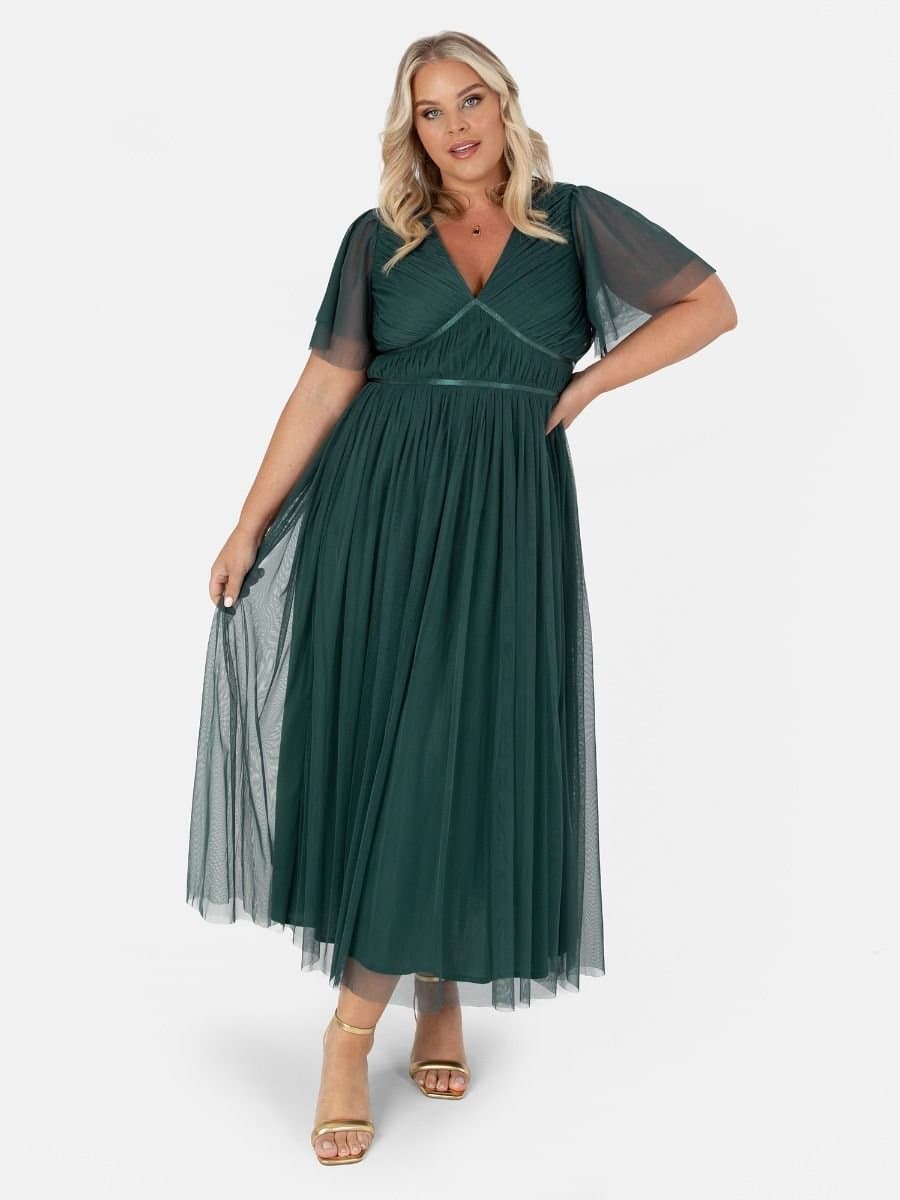 Anaya with Love Anaya with Love Women's Ribbon Detail Midi Dress in Emerald