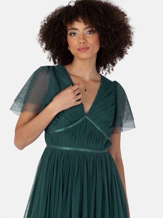 Anaya with Love Anaya with Love Women's Ribbon Detail Midi Dress in Emerald - 2
