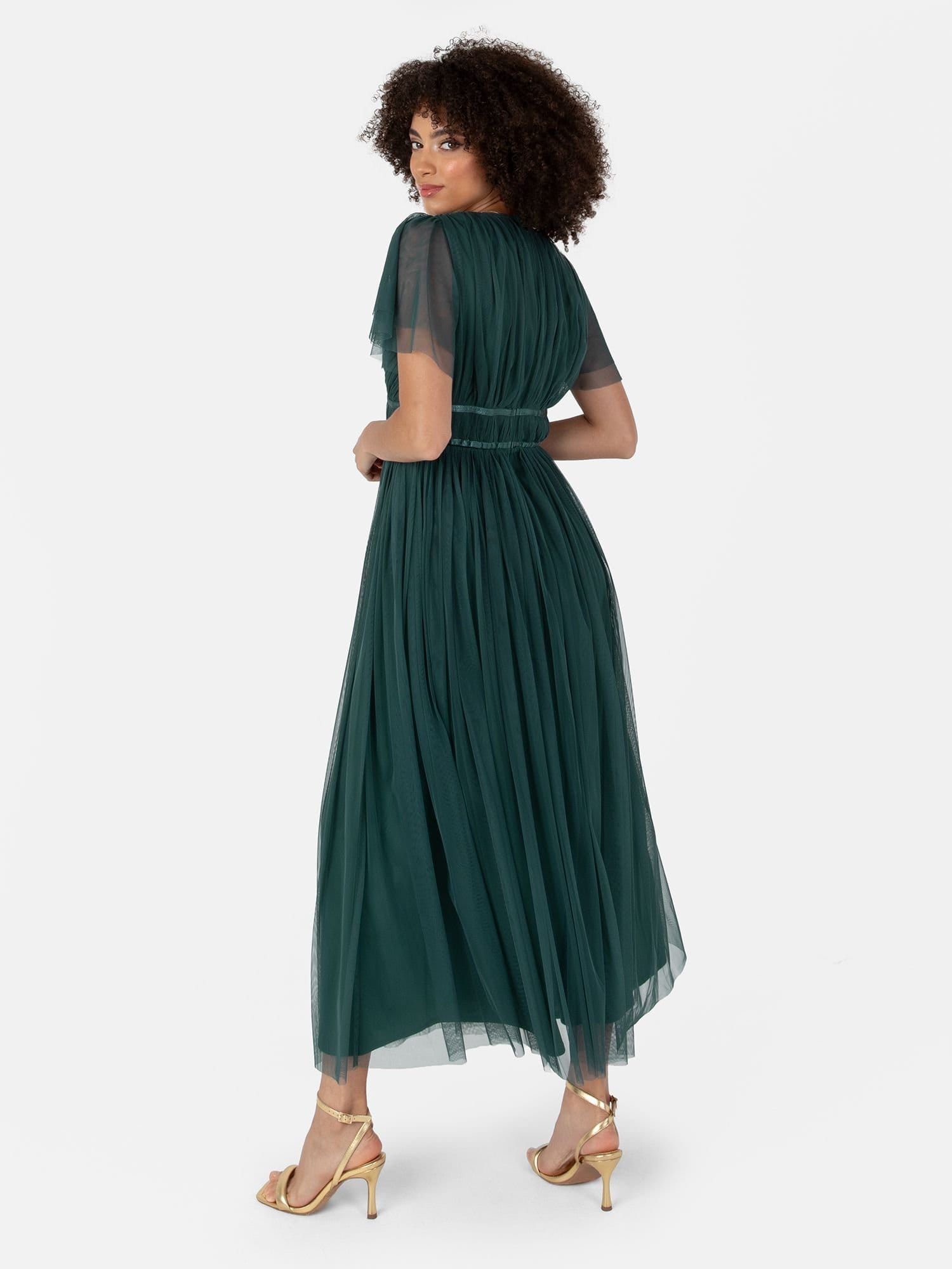 Anaya with Love Anaya with Love Women's Ribbon Detail Midi Dress in Emerald - 4