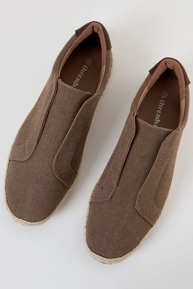 Threadbare Threadbare Men's Cotton Canvas Slip On Espadrilles in Brown - 3