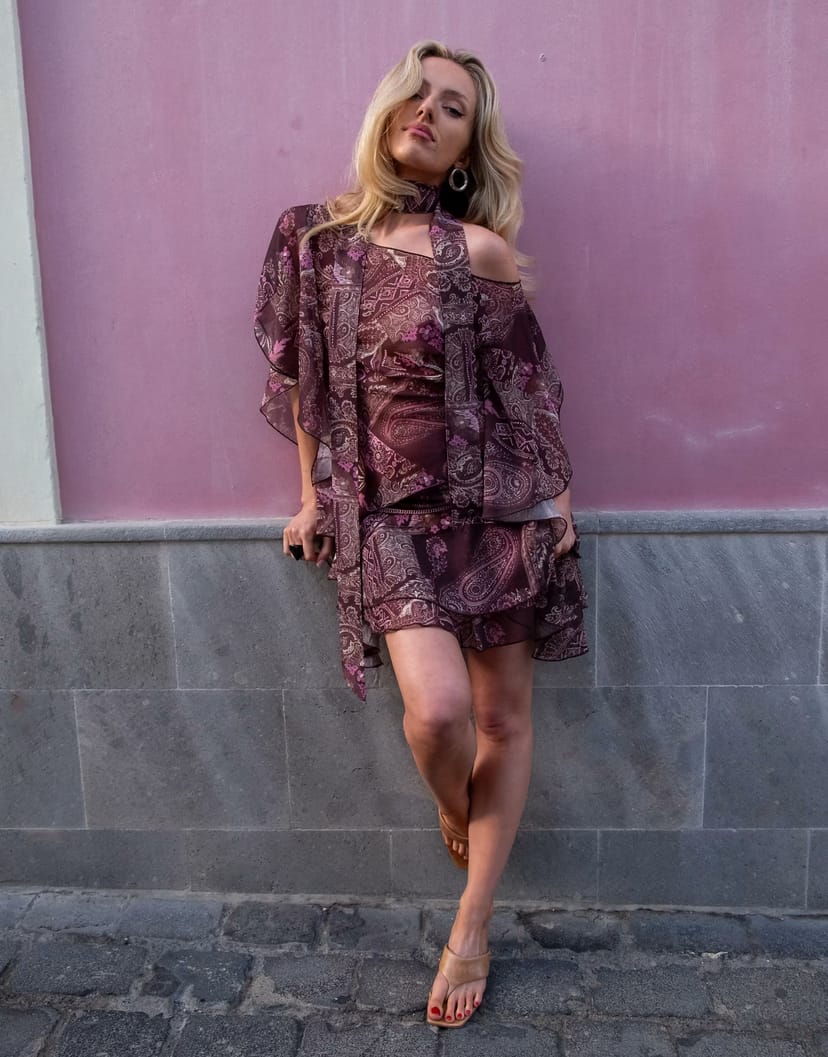 ASOS Daisy Street x Emma Jean asymmetric hem mini skirt in brown paisley co-ord - 1