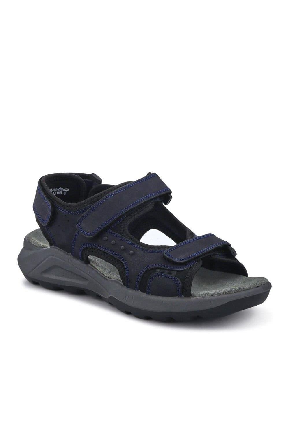 Pavers Pavers Men's Leather Touch-Fastening Sandals in Navy