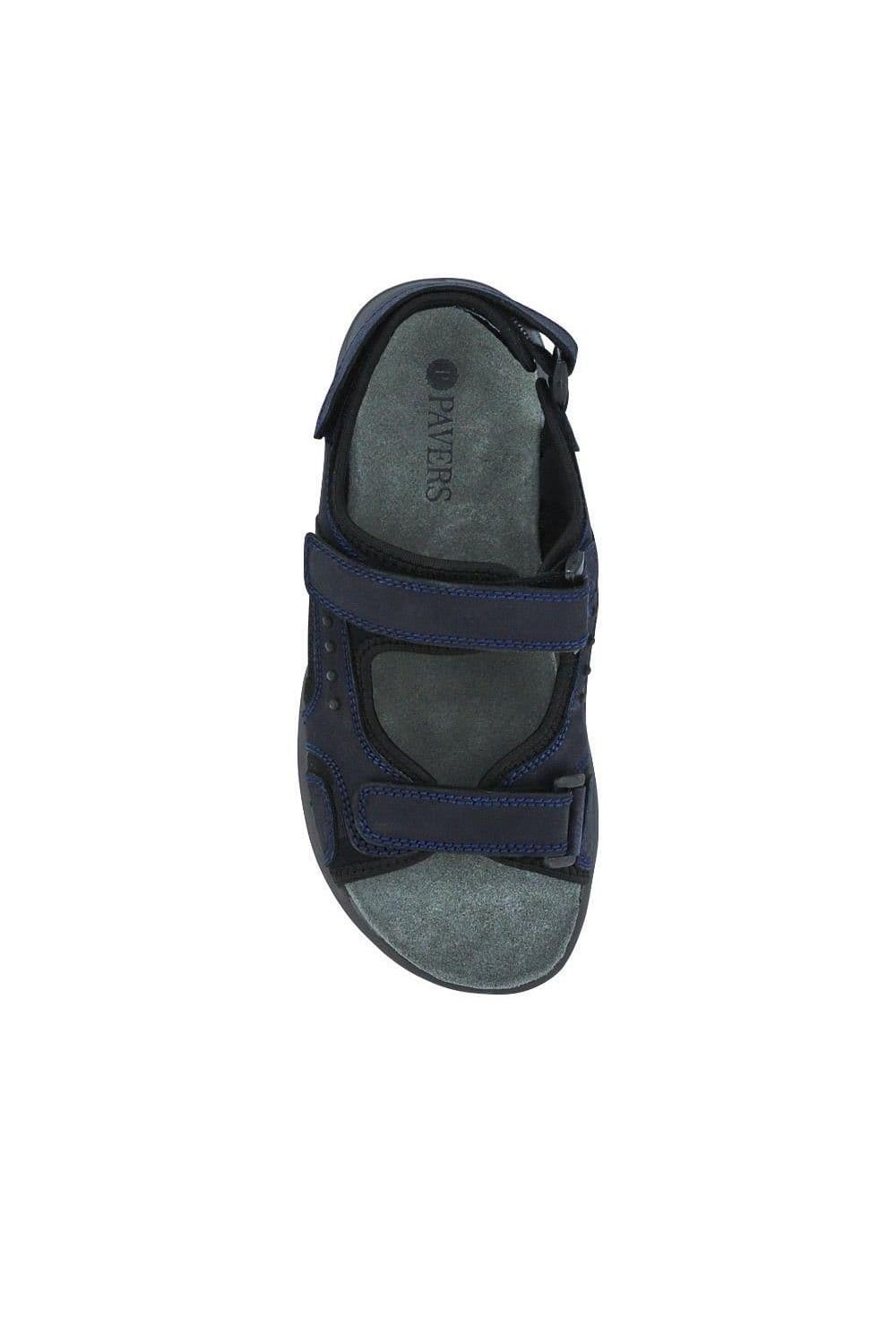 Pavers Pavers Men's Leather Touch-Fastening Sandals in Navy - 4