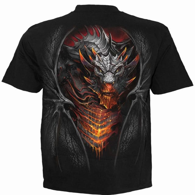 Spiral Direct Spiral Direct Men's Draconis Back Print T-Shirt in Black - 3