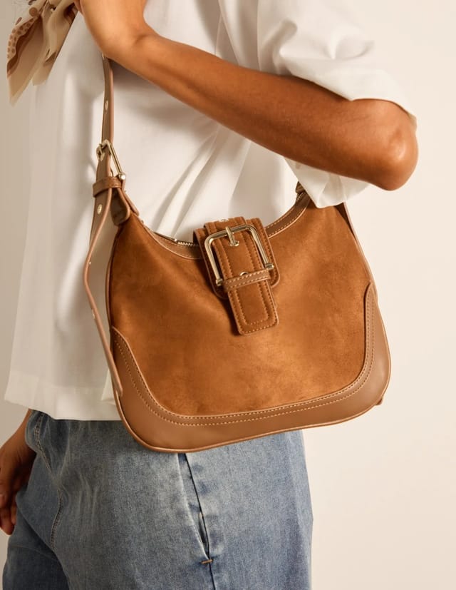 Blue Vanilla Suedette Adjustable Shoulder Bag - 2