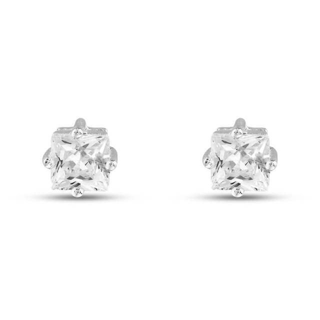 T.H.Baker T.H.Baker Women's Silver 5mm Square Cubic Zirconia Stud Earrings 8-58-3319 - 2