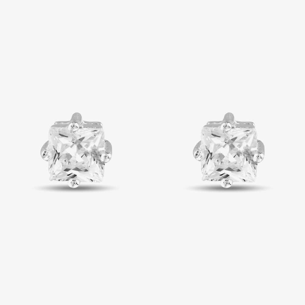 T.H.Baker T.H.Baker Women's Silver 5mm Square Cubic Zirconia Stud Earrings 8-58-3319 - 4