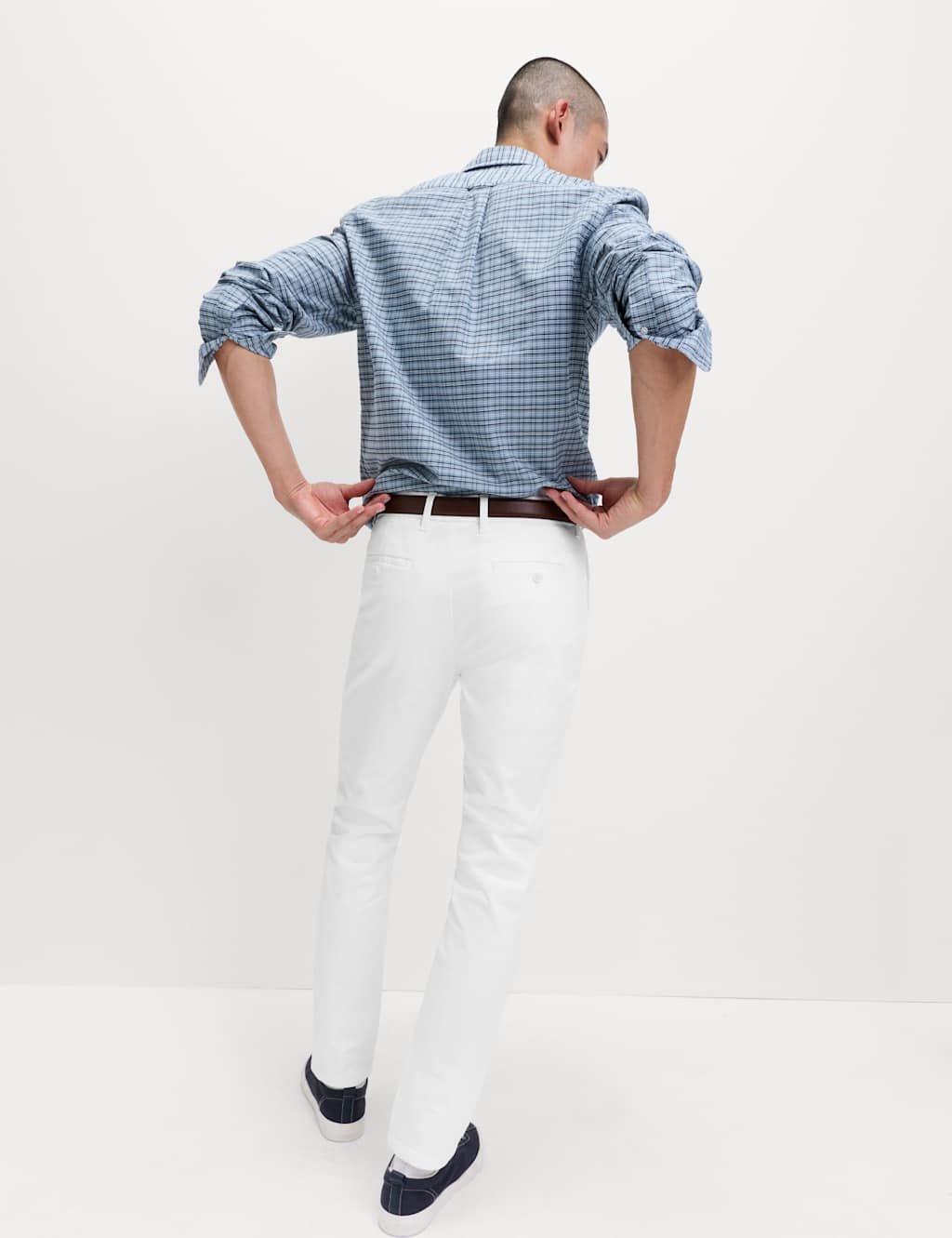 Marks & Spencer M&S Slim Fit Cotton Rich Stretch Chinos White - 2