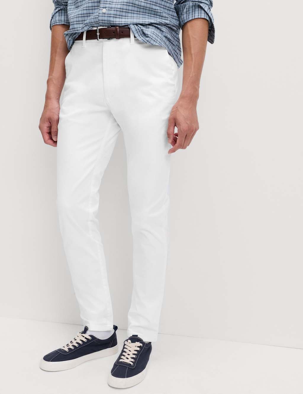 Marks & Spencer M&S Slim Fit Cotton Rich Stretch Chinos White - 3