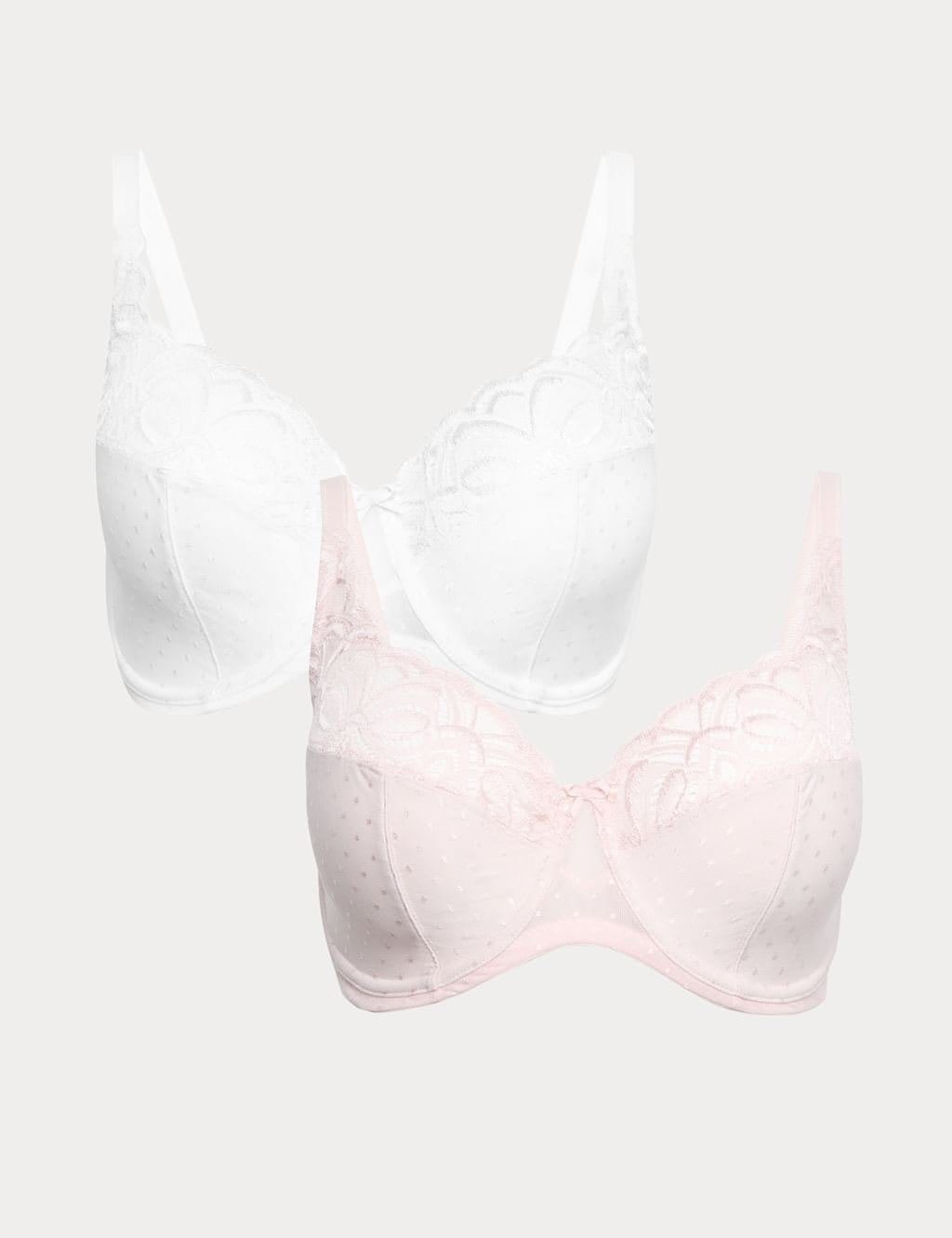 Marks & Spencer M&S 2 Pack Amelia Lace Wired Full Cup Bras (F-J) Light Pink Mix - 1