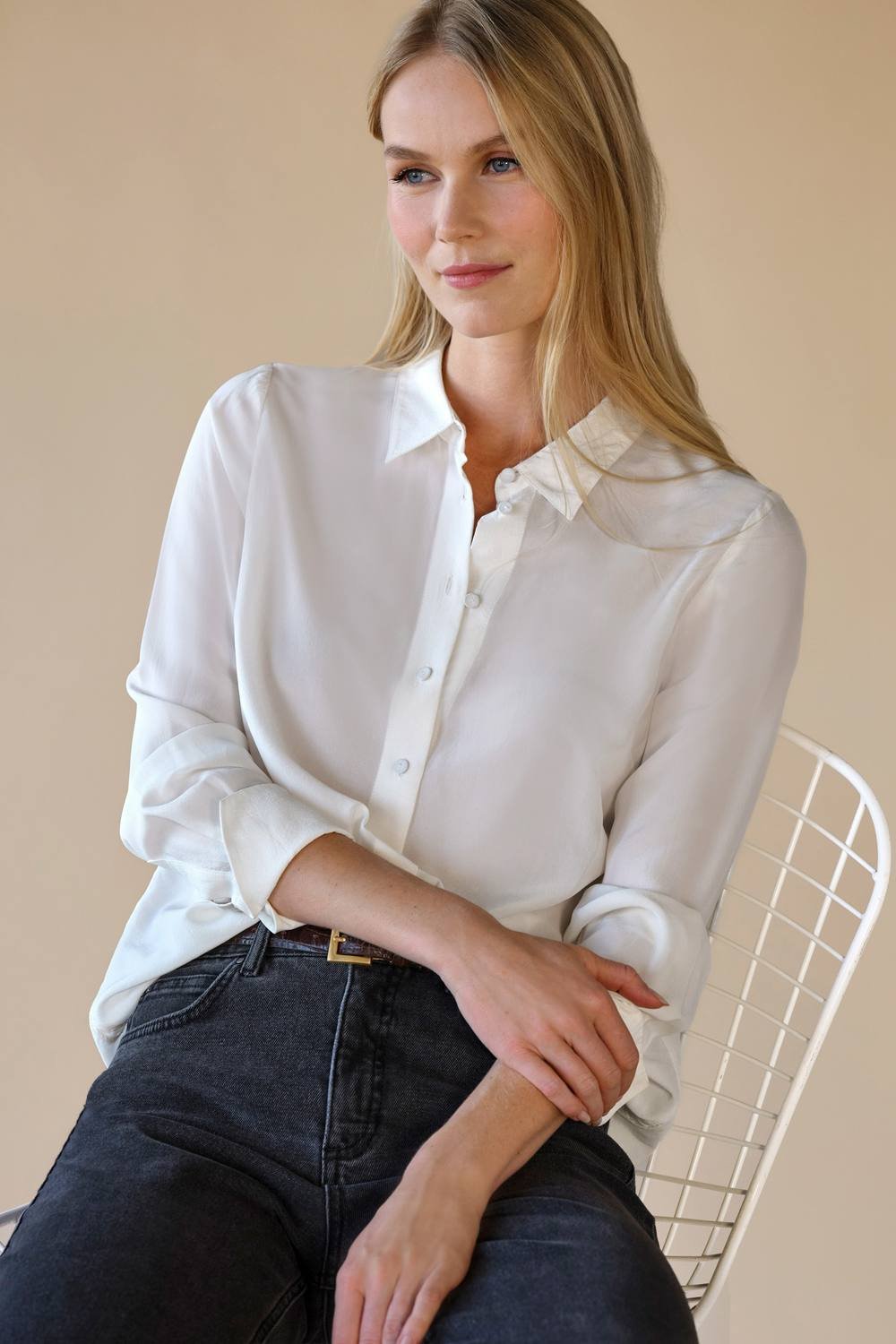 Pure Collection Pure Collection Women's Soft Touch Jersey Shirt in Off-White - 3