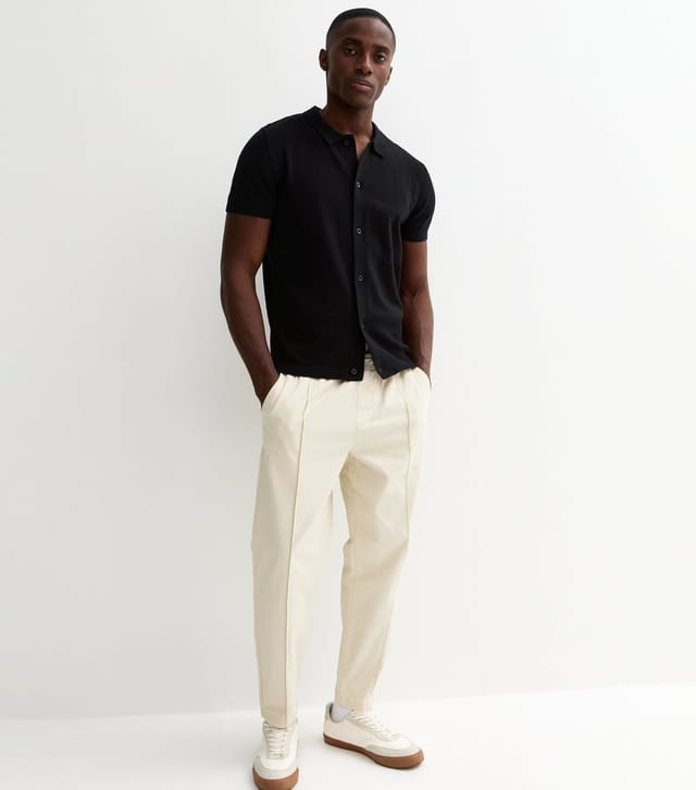 New Look Men's Black Regular Button Through Polo Top New Look - 3