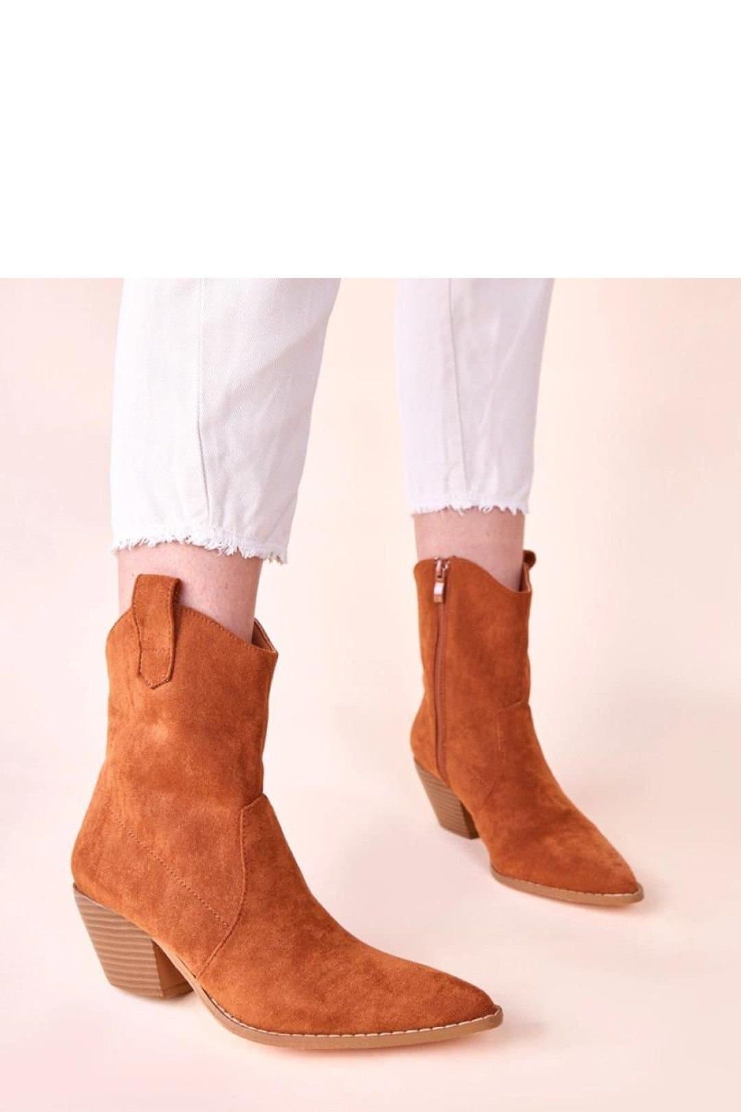 Love Lace Love Lace Brown Suede Cowboy Heel Ankle Boots