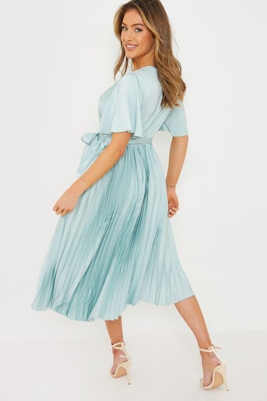 In The Style In The Style Women's Pleated Wrap Midi Dress in Light Green - 2