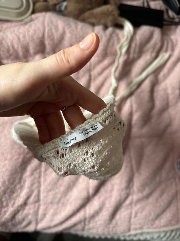 Bershka Cream Lace Halter Neck Top