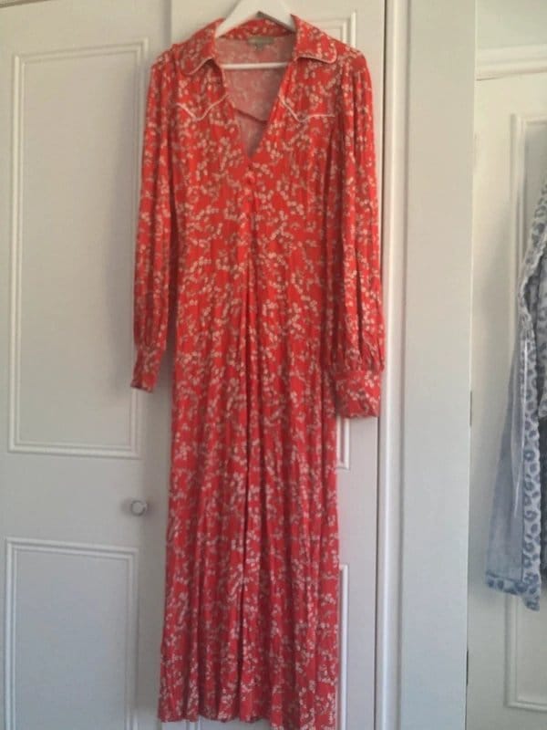ASOS Red Floral Long Button Down Dress