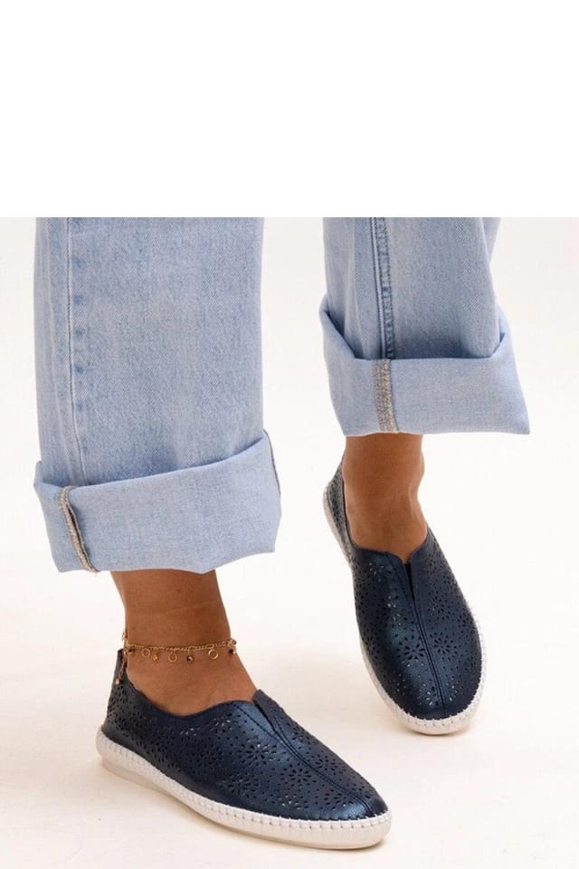 Love Lace Love Lace Women's Antonea Elegant Navy Rubber Sole Loafers Slip On in Blue - 2