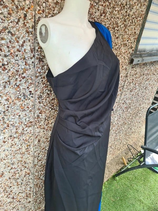 Innovare denim Candidus Shawl Ruch Asymmetric Midi Dress Innovare Denim Black Cobalt Blue Size XL BNWT rrp £87 - 1