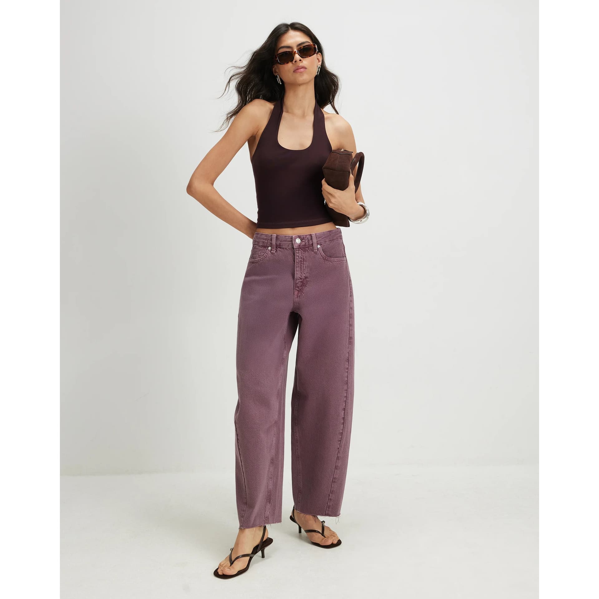 River Island River Island Womens Pink Twist Seam Barrel Leg Jeans