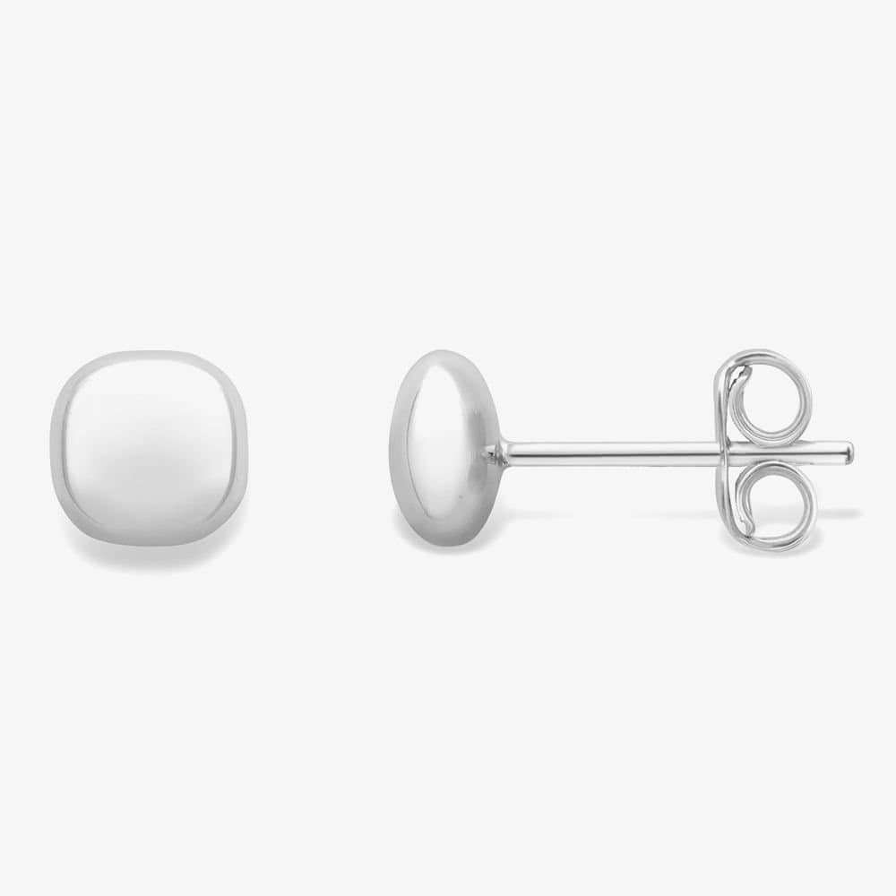 T.H.Baker T.H.Baker Women's 9ct White Gold Squared Cushion Stud Earrings 120125114402 in Silver