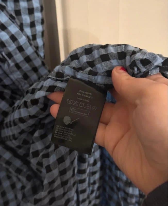 Monki Monki Blue Black Gingham Check Cotton Puff Sleeve V-Neck Wrap Bow Tiered Midi Dress