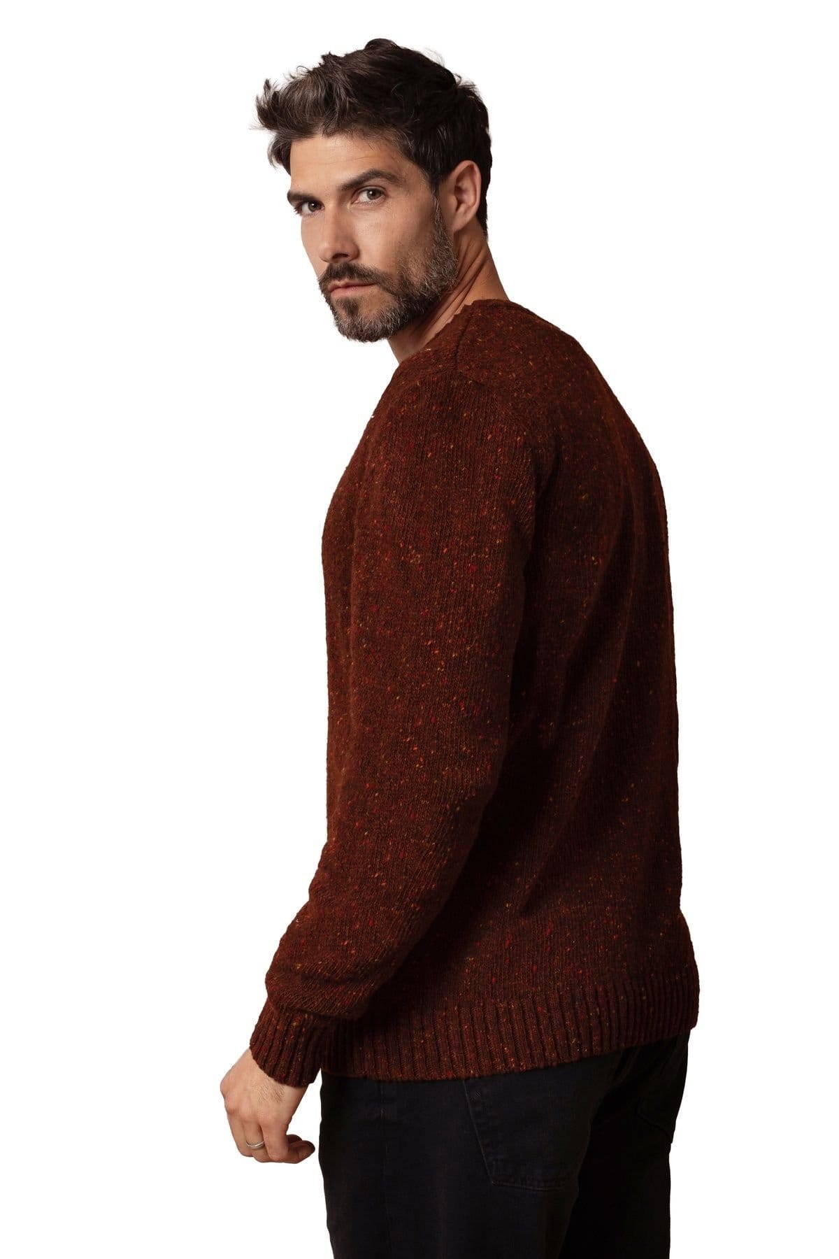 Celtic & Co Celtic & Co Men's Donegal Crew Neck Sweater in Dark Brown - 4