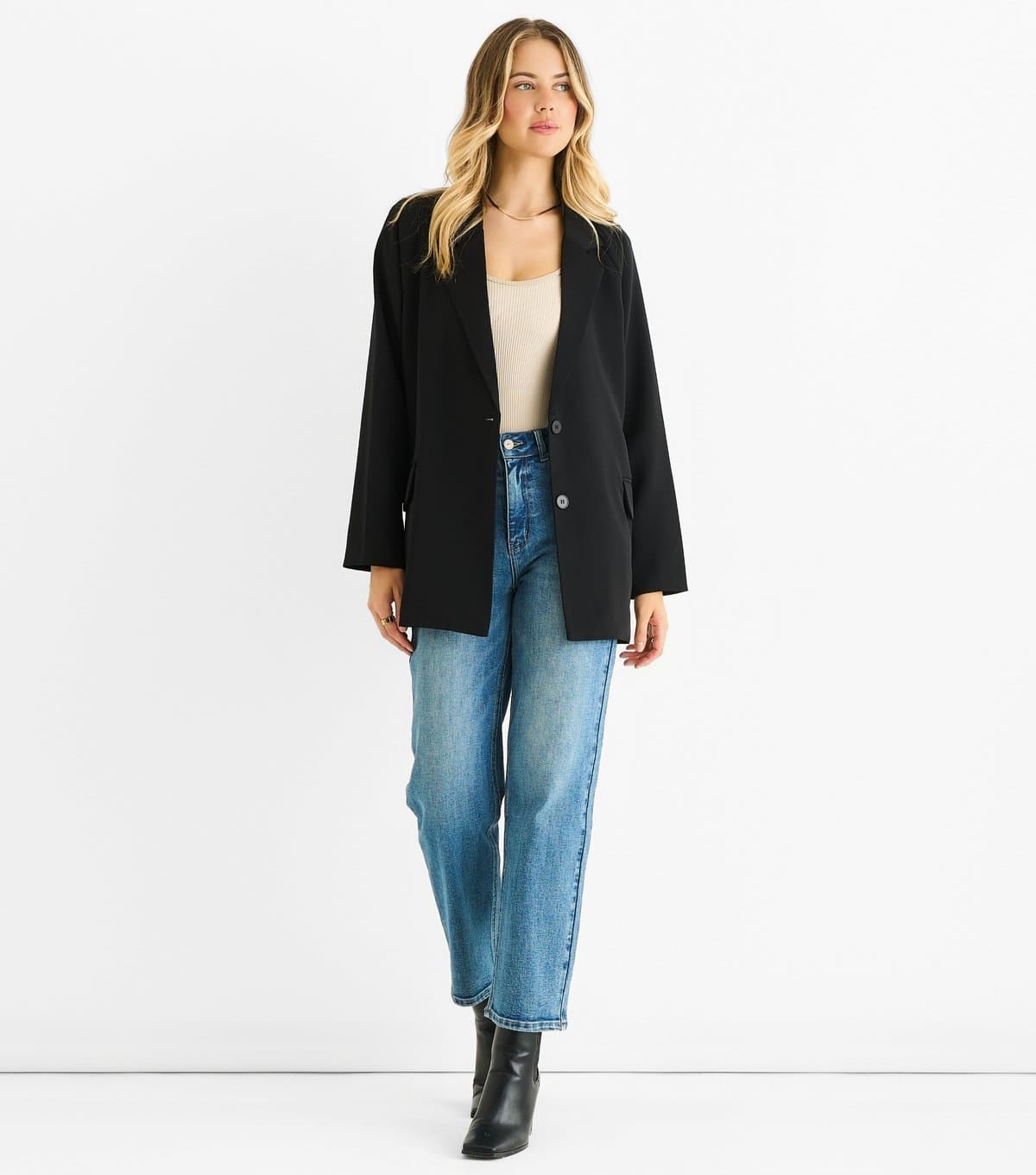 Gini London Women's Black Single Breasted Longline Blazer Gini London New Look