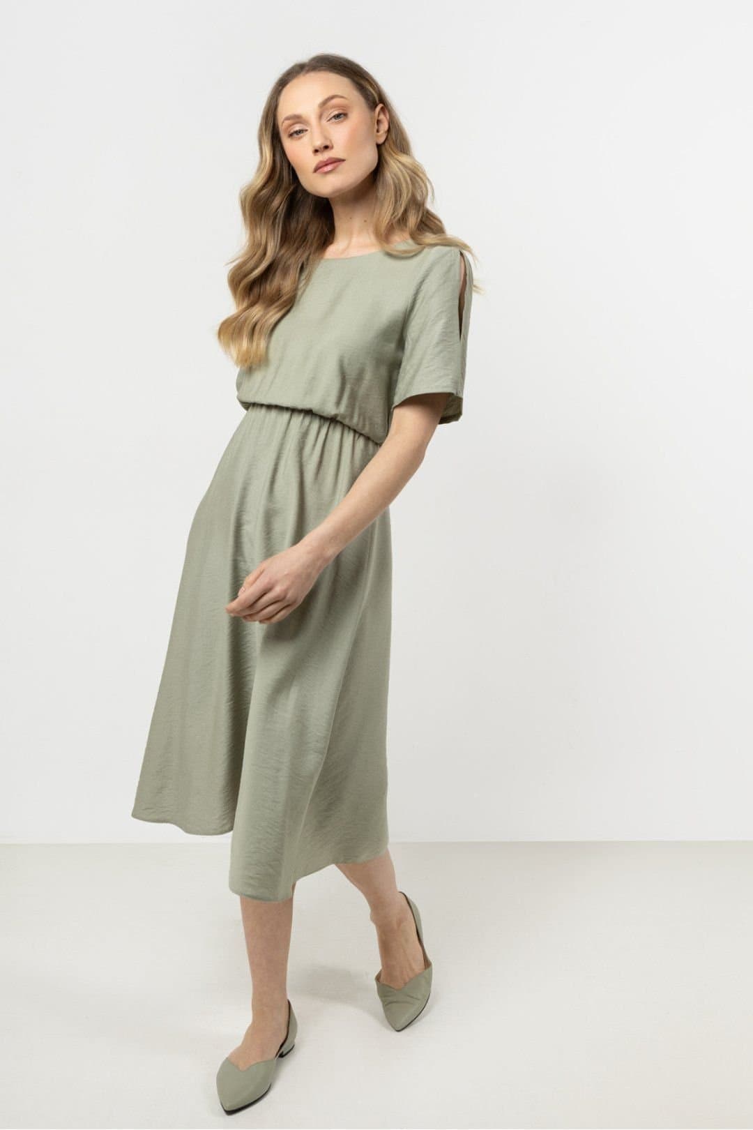 Love Lace Love Lace Green Nylon Loose Daydress with Elastic Waist