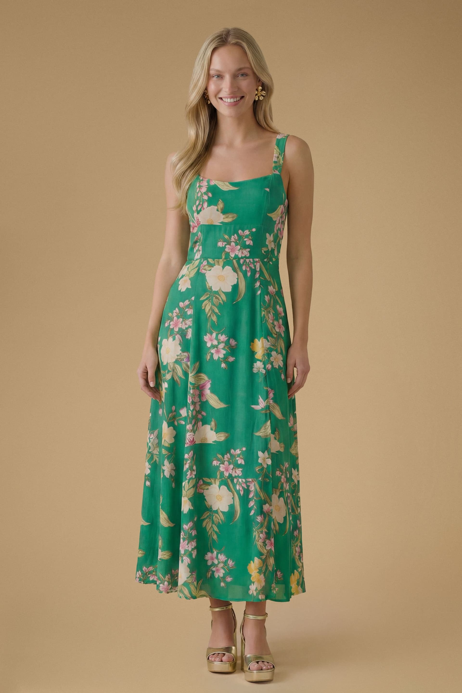 Oasis Oasis Women's Bustier Printed Viscose Midaxi Dress